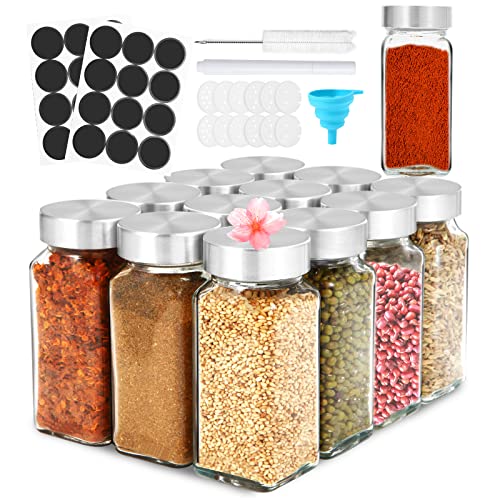 Praknu Set Barattoli Spezie Vetro con Coperchi - 8pcs x 250ml
