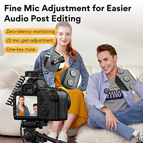 Image of MAONO Compact Wireless Lavalier Microphone, 2.4GHz Dual Lapel Mics with Real-time Monitoring, Gain Adjustment and Mute for Interview, Vlogging, Live Streaming, Phone, Camera (WM820 A2)