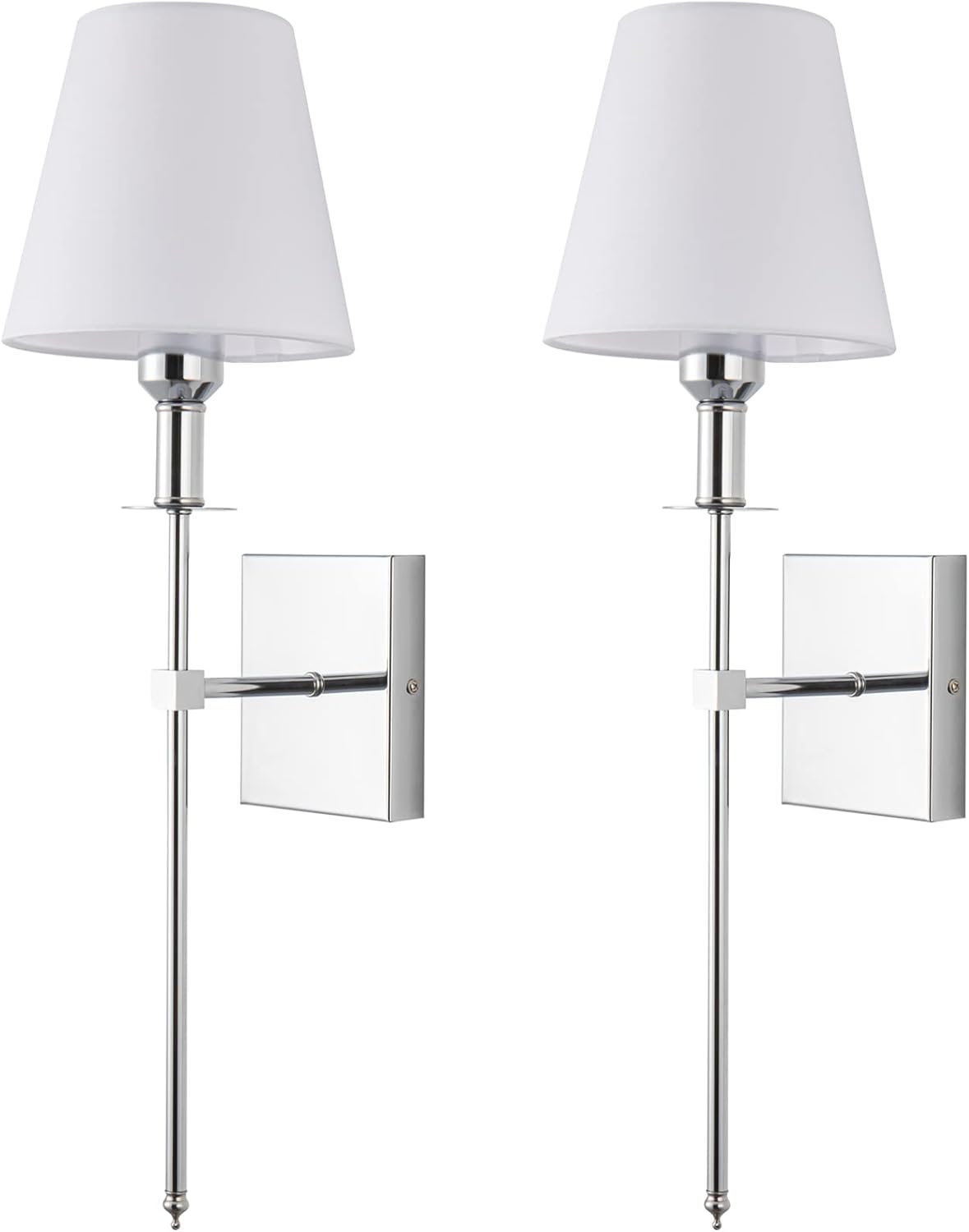 Set of 2 Wall Sconce Battery Operated Wall Light,Battery Powered Non-Hardwired Fixtures，with Remote Control Dimmable Bulb（Included Bulb） (Color : Chrome)