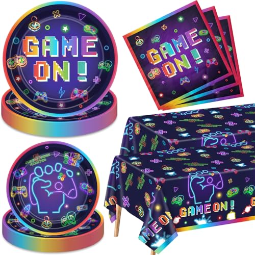 Decorazioni di compleanno per videogiochi, 40-122 pezzi, piatti, tovaglioli, tovaglia, forchette, set per ragazzi controller di gioco per feste