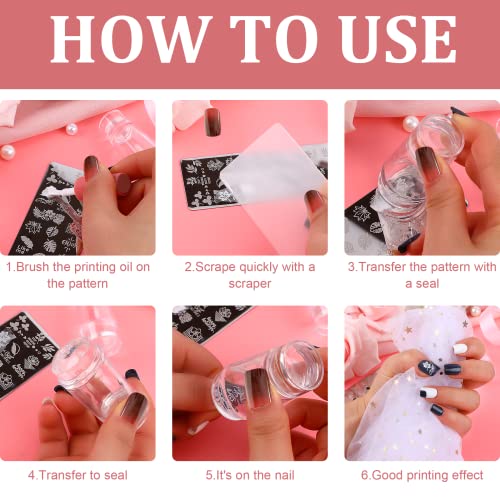 2 Set Double Sided Nail Art Stamper Clear Silicone Nails Stamping Jelly With Scraper Diy Manicure Nail Art Tool #TOP5