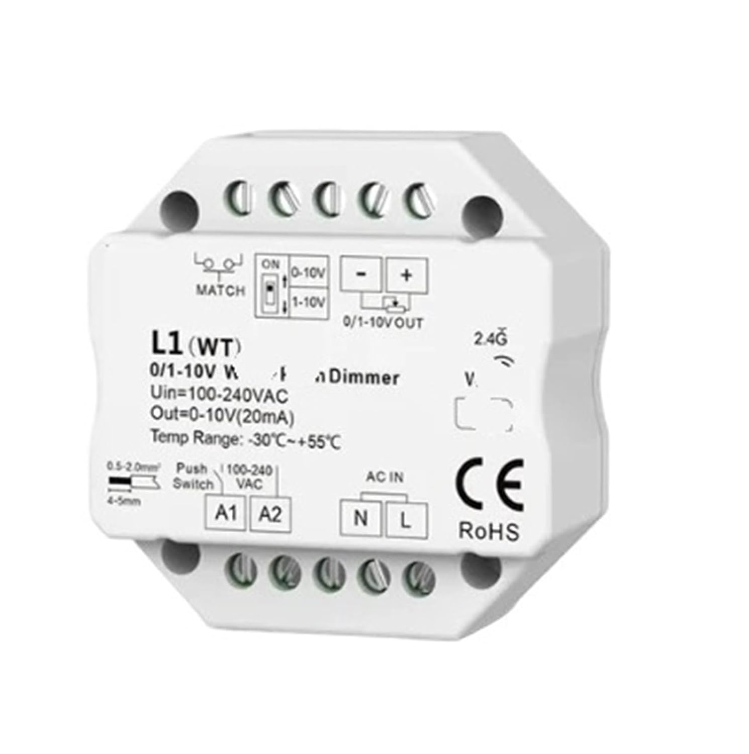 1 Pcs 0/1-10V LED Dimmer Controller Push Pull Dimmer L1(WT)/L1(WZ) Control 110V 220V 230V(L1 WT only)