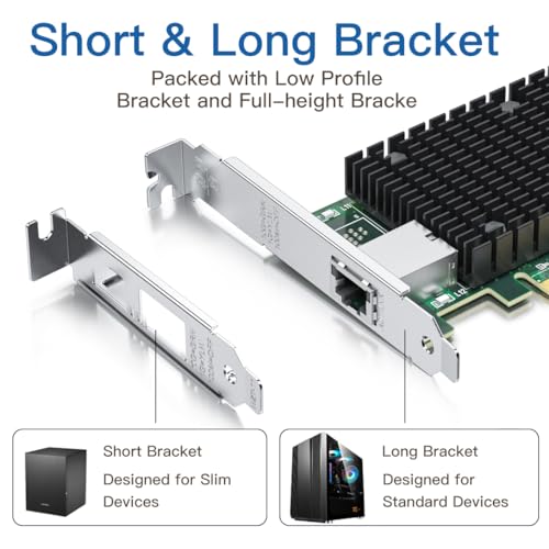 Image of H!Fiber 10Gb RJ45 PCI-E Network Card NIC, Compare to Intel X540-T1, with Intel X540-BT2 Chip, Single RJ45 Ports, PCI Express X8, Ethernet Converged Network Adapter Support Windows /Linux /VMware