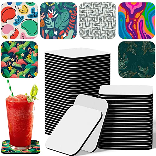 38 Pcs Sublimation Blanks Cup Coasters, Paleris Square Sublimation Coasters Blanks Heat Transfer Cup Mat Blank Coasters for Thermal Sublimation DIY Crafts Home Kitchen Decor, 3.94 x 3.94 Inch