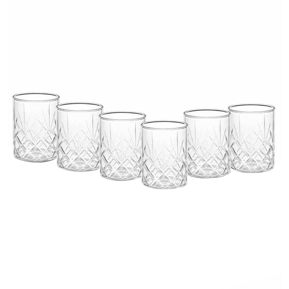 Borosil Krystalia Whisky Glass Set of 6 (350 ml Each), Microwave Safe