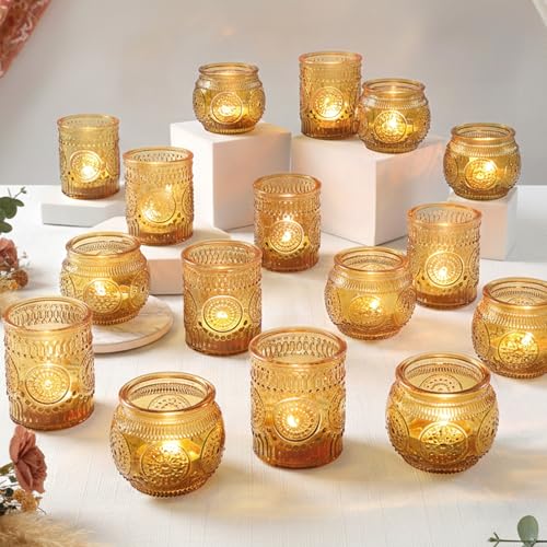 36 Pcs Amber Candle Holders - Vintage Candle...