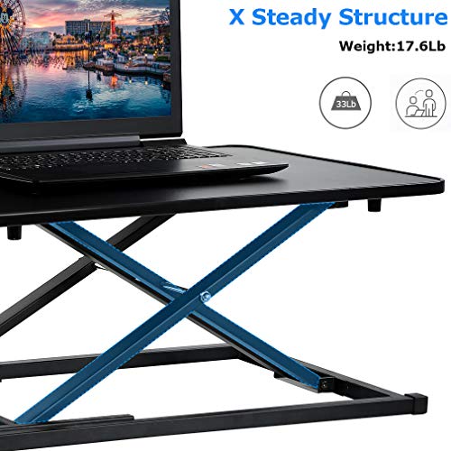 Standing Desk Computer Workstation Stand Up Desks Height Adjustable Sit to Stand Ergonomic Converter Laptop Stands Dual Tabletop Monitor PC Desktop Gas Spring Riser Table Fully Assembled,29\"