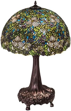 Meyda Tiffany 115262 Three Light Table Lamp from Trillium & Violet Collection 20.00 inches, Mahogany Bronze