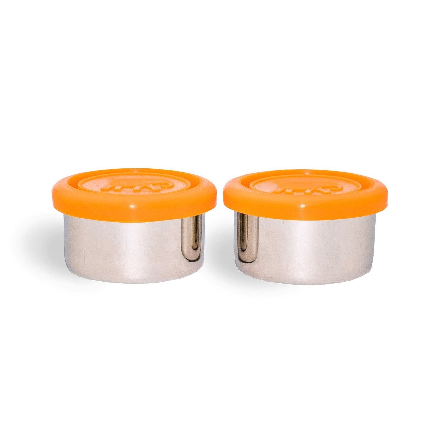Elephant Box Orange Seal & Go 50Ml Dressing Pots (Set Of 2) | Stainless Steel Leakproof Food Containers With Silicone Lids, Eco Friendly & Plastic Free Sauce, Dip Containers