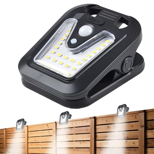 Luces de movimiento solar - 8 pulgadas USB Auto ON/OFF Clip Lámpara para la seguridad del jardín, Seguridad en el hogar con modos de iluminación 4 impermeables 4, luz solar RV para la pista del porche