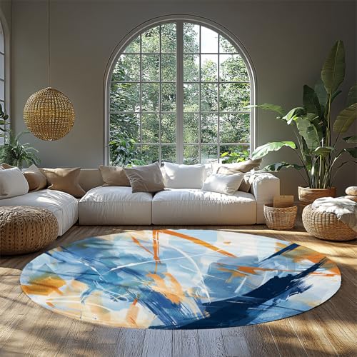 Moquette d entrée 150cm bleu orange abstrait tapis pépinière rond