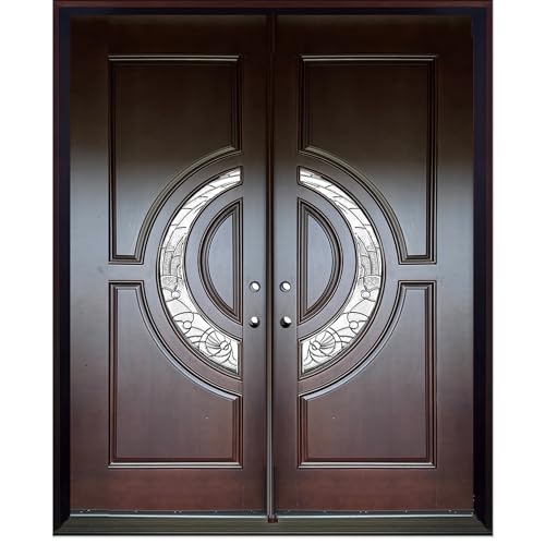 BGW Doors 30x30x80LH Double Door African Mahogany Prehung Entry Front Door with Brickmould