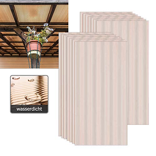 Aufun 14 x planchas alveolares de cámaras de policarbonato de 4 mm, 10,25 m², Placas de Invernadero, Placas de Repuesto para jardín, garajes, Resistentes UV, marrón Transparente, 60,5 x 121 cm