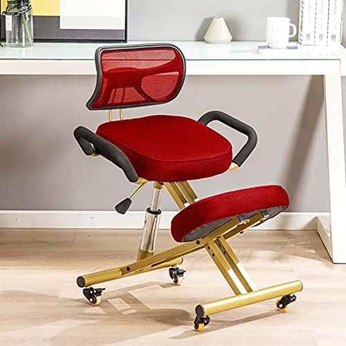 Ergonomic Kneeling Chair with Back Support, Adjustable High Stool Rollers for Home and Office, Improves Posture Angled Seat Thick Cushions (I)