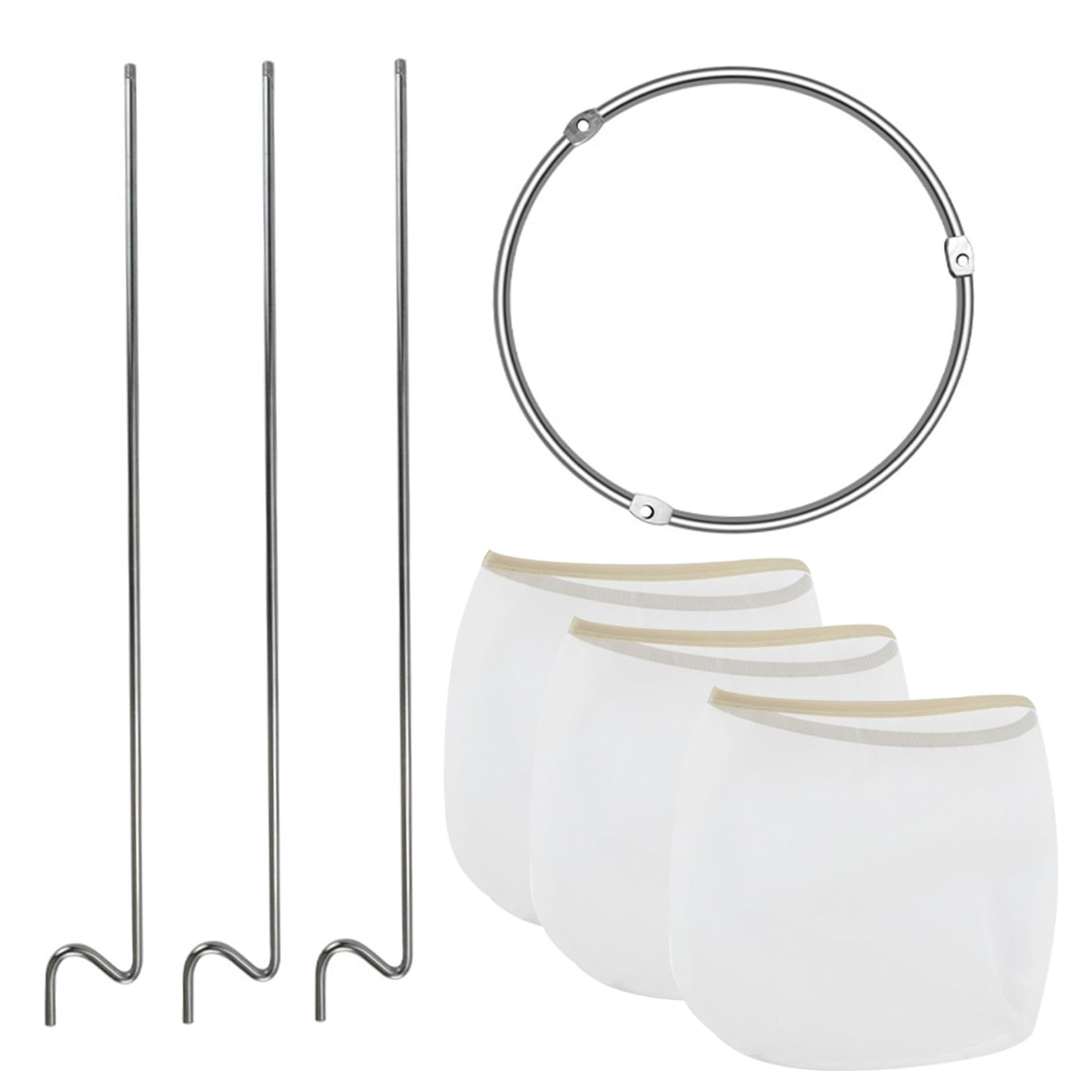 StaZamor Nylon Jelly Bag Strainer Set with Stainless Steel Holder, Detachable Washable for Juice, Soy Milk, Canning, Home Brewing, Kitchen Strainer