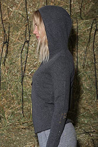 100% Cashmere Zip Up Hoodie Women - Hand-Knitted Ladies Slim Fit Cut Hoody With Long Sleeves, Metal Zip, And Logo Detail #TOP3
