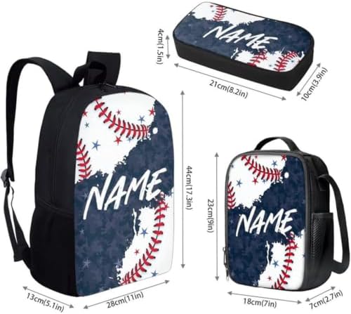 3 Pcs Baseball Ice Cream Drip Backpack Set with Backpack Lunch Bag Pen Bag - 3