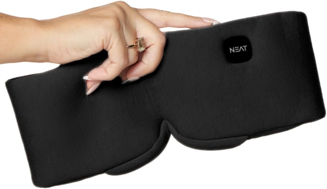 Heated Eye Mask - Cordless Eye Mask for Dry & Tired Eyes - 4 Adjustable Temperature Settings - Rechargeable and Light Blocking, Washable Cover for Cleaning (Black Night)