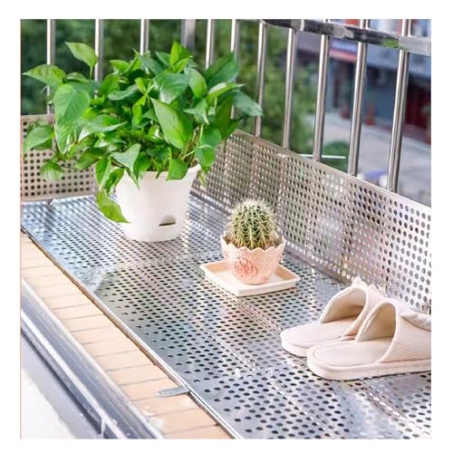 JINMLBO 304 Stainless Steel Perforated Plate, Hole Diameter 10mm Metal Preforated Sheet, Leak-Proof Window Pads, Easy to Install(20x122cm)