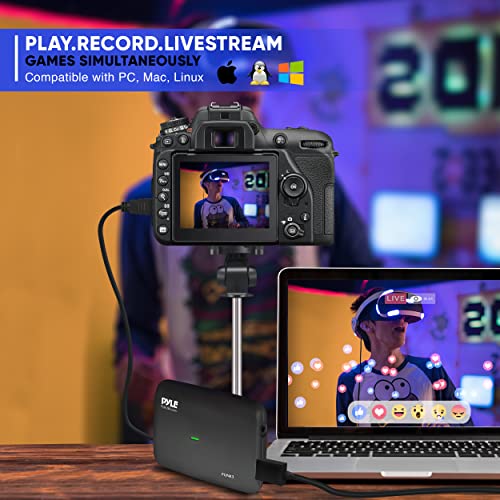 Image of Pyle Capture Card 4K USB3.1 HDMI-to-USB Audio-Video Record via DSLR Camcorder Action Cam, Ultra High Speed, PS3, P4, PS5, Xbox, Nintendo Switch, Wii, Game Streaming, Conference Live Broadcast-PLINK3