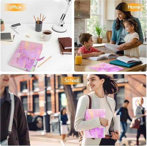 Image of Corslet Expanding File Folder, Aesthetic Folders for School, Accordion File Organizer, Aesthetic Folder with Labels,5 Pockets Important Document Folders for School Office Home Marble Blue