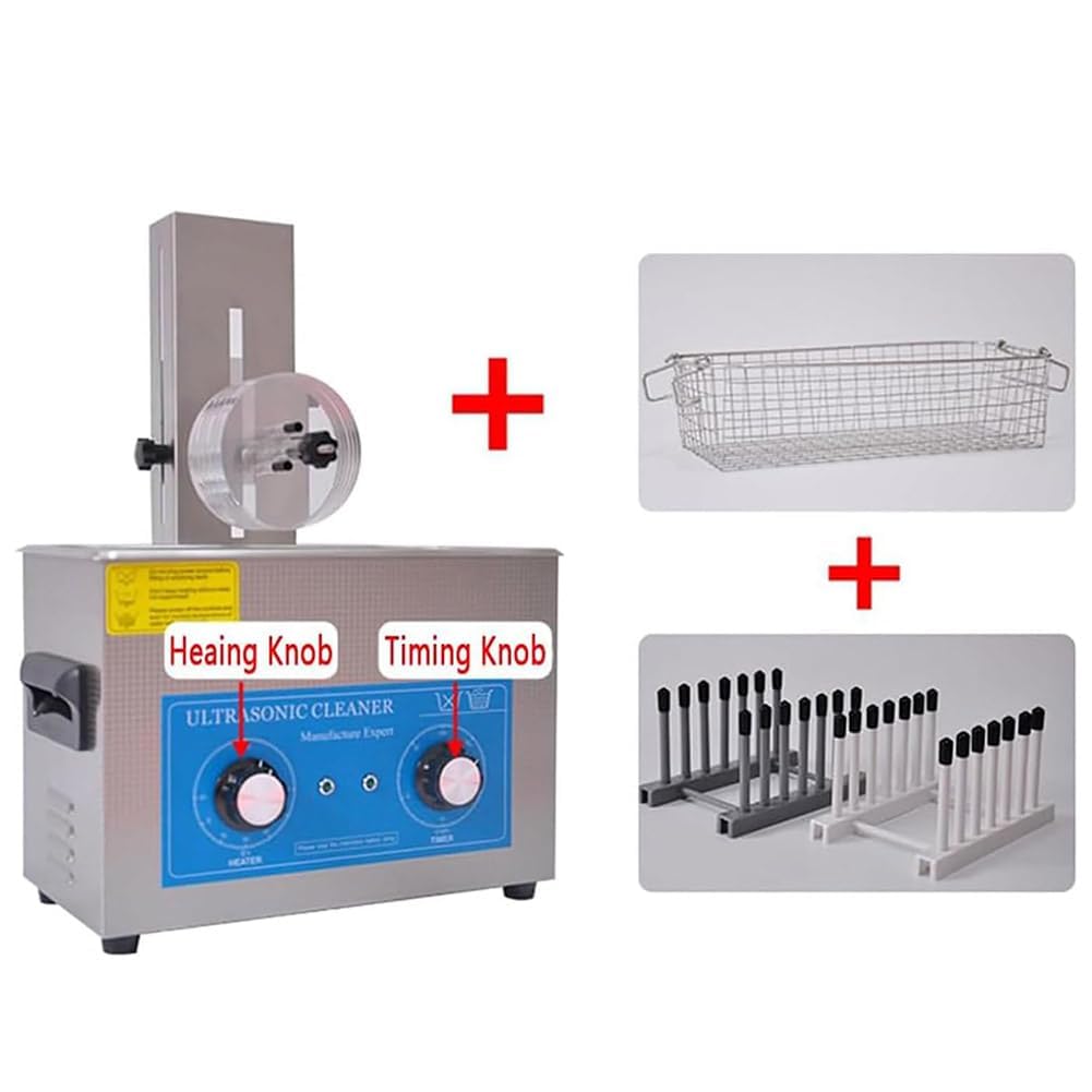 Pulitore ad ultrasuoni per dischi in vinile, macchina portatile per cavitazione sonica da 6,5 ​​litri, pulizia con vibrazione a doppia frequenza, timer da 0-30 minuti e controllo della temperatura,