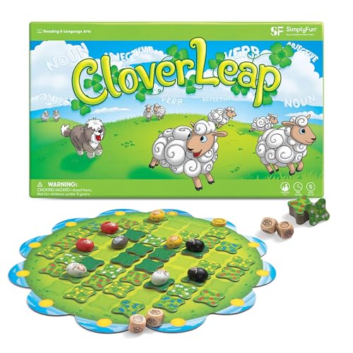 SimplyFun Clover Leap - Educational Vocabulary Game - Sentence Building for Kids, Develop Sentence Structure & Vocabulary Skills, Fun Learning Game for Families - 2-4 Players, Ages 5 & Up