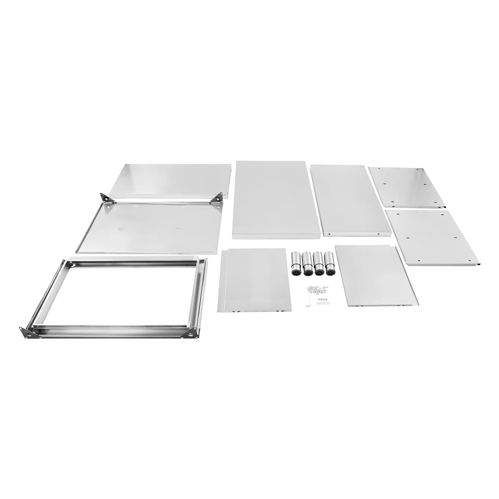 Edelstahl Schrank mit Schiebetüren, Outdoor Küche Edelstahl Tisch Gastro, Freistehender Arbeitsschrank Küchenarbeitstisch für Restaurant, Garage und Küche (100 * 60 * 80cm)