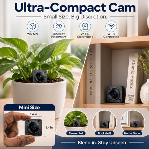 Image of Mini WiFi Camera Nanny Cam with Free Cloud Storage, Small Cameras Wireless for Home Security, WiFi /Offline Recording, Live View, Motion Detection & Night Vision for Car, Pets & Baby