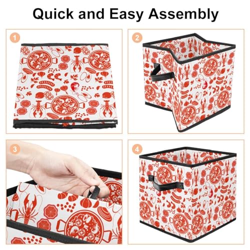 Boîte de rangement pliable en tissu cube paella pour garde-robe - 5