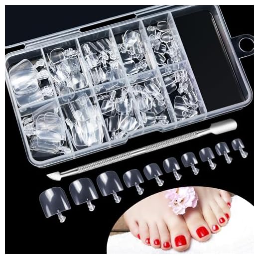 100 Piezas Uñas de Los Pies Postizas, 10 Tamaños Claro Francesas Uñas Falso Acrilicas de Pies Fake Toenail Tips Set para Mujeres y Niñas