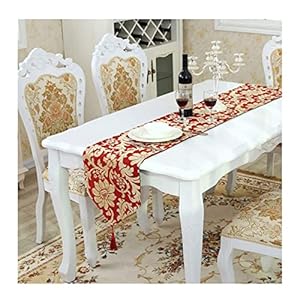 Leuke Tafelloper, Rode Tafelloper 13,2×72 Inches Nordic Eenvoudige Bloem met Kwastje Chenille Eetkamer Moderne Keuken…