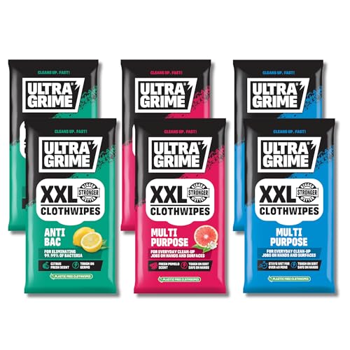 UltraGrime Household Clothwipes Bundle | Multiuse Anti-Bac Cleaning Wipes Bulk Buy | 6 packs of 20 Clothwipes | 2 x Multiuse Pomelo 2 x Multi-Purpose Original 2 x Anti-Bac
