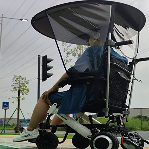 XYNSNDB Osłona przeciwsłoneczna na parasol do wózka inwalidzkiego - Ochrona przed deszczem i słońcem dla większości elektrycznych wózków inwalidzkich - Stojak z baldachimem