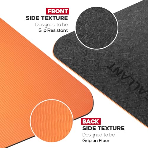 Gallant Yoga Mat - Premium TPE Pilates Mat, Eco Friendly, Non Slip, 183 x 61cm x 6mm Extra Thick Yoga Mats for Women and Men, Exercise Mat for Home Workout - Gym Mat with Lines & Carry Strap - Image 3