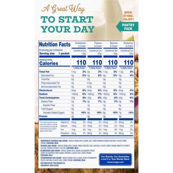 Avena Instantánea Sabor Frutas y Crema, Pack de 8 Sobres (8.4 oz) miniatura 2