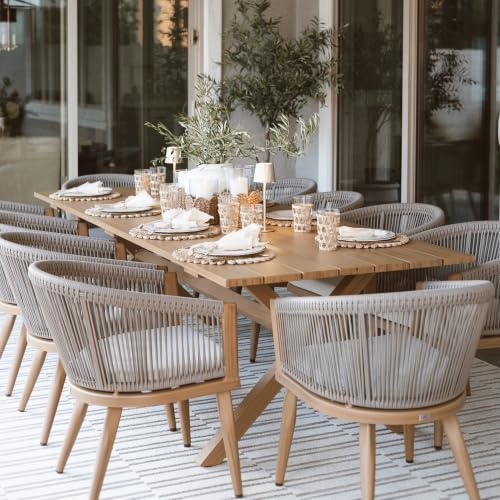 PURPLE LEAF 7 Pieces Outdoor Dining Set All-Weather Wicker Outdoor Patio Furniture with Table All Aluminum Frame for Lawn Garden Backyard Deck Patio Dining Set with Cushions, Brown