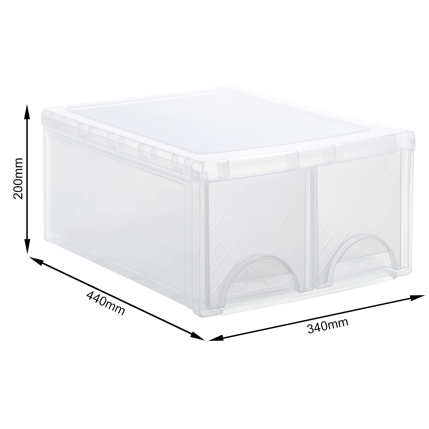 Rotho Frontbox große Schubladenbox mit 2 Schüben, Kunststoff (PP) BPA-frei, transparent, twin, twin (44,0 x 34,0 x 20,0 cm)