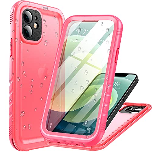 Cozycase for iPhone 12 Mini Waterproof Case Full Body Heavy Duty Pink