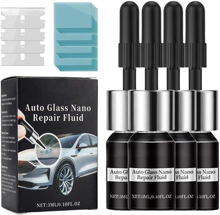 AIIONP Windshield Crack Repair Kit, 2026 Upgraded Auto Glass Repair, Glass Repair Liquid for Cracks, Quick Fix Windshield and Glass Repair Tools for Car Glass Crack Repair Kit (4Set)