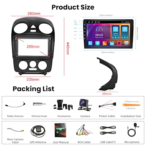 2+32G Android Car Stereo For Volkswagen Beetle 2004 2005 2006 2007 2008 2009 2010 Support Wireless Carplay With 9” Touchscreen Hifi Autoradio Android Auto Wifi Gps Navigation Radio Backup Camera #TOP6