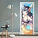 YIER LIFE Adesivi per Porte Arte Creativa Bellezza del fumetto di anime 95X215CM Adesivi Murali Camera da Letto Fai da Te Decorazioni per La Casa Poster PVC Impermeabile 3D Decalcomanie Interne 3D Sog