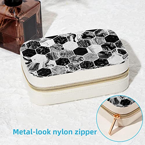 Boîte à bijoux portable en cuir texturé pour boucles et bagues - 7
