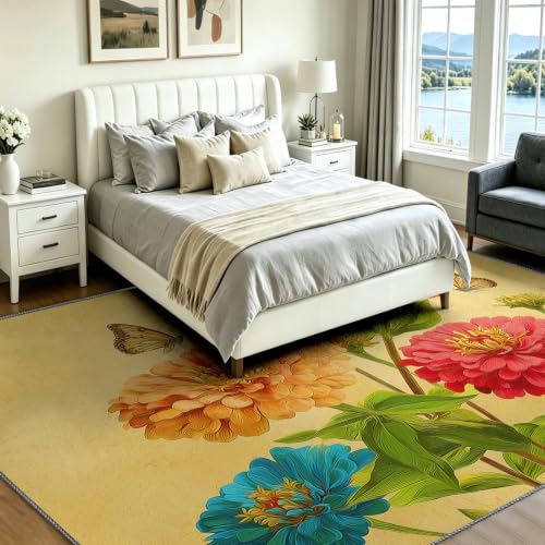 Alfombra pequeña lavable de estilo botánico pastoral para decorar tu dormitorio 4