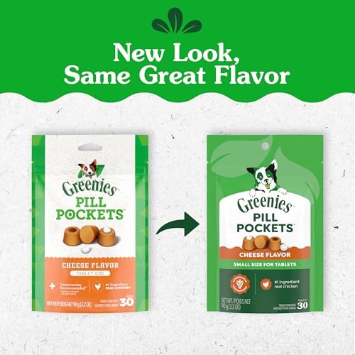 Image of Greenies Pill Pockets for Dogs Small Size, Tablet Pill Treats for Dogs, Cheese Flavor, 3.2 oz. Pouch