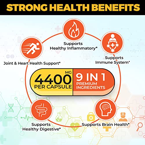 9-In-1 Turmeric Curcumin Capsules With Apple Cider Vinegar, Ginger - 4400Mg Per Capsule - 95% Curcuminoids For Healthy Inflammatory Support - 2 Months Supply #TOP4