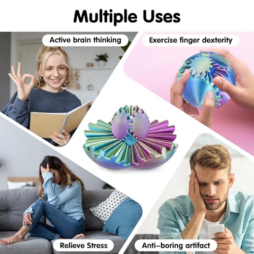 Image of Gear Ball 3D Printed Cube Fidget Toy,Gear Sphere Fidget Toys,Sensory Toys for Stress and Anxiety Relief, Desk Toy Fidget Spinners,Stocking Stuffers for Adults & Kids Gift (Blue Green Purple, 3.1 Inch)