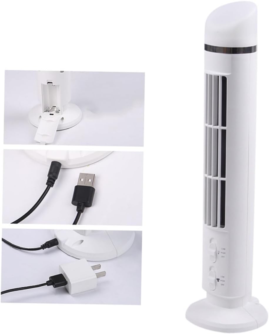 Usb Desk Cooling Fan with Light Mini Bladeless Tower Fan for Home Office Supplies Silent Compact Design White