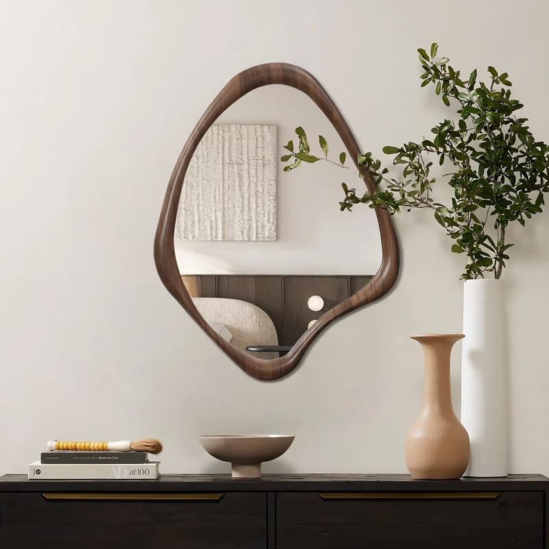 VENETIAN IMAGE Solid Wood Irregular Wall Mirror – Asymmetrical Or...