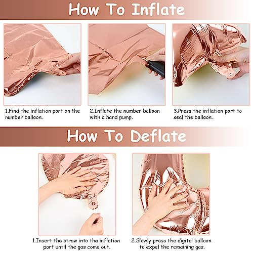Rose Gold Number 10 Balloons for 10th Birthday Decorations, 40 Inch Rose Gold Helium Mylar Foil Number 1 & 0 Balloons for Girls, 10th Birthday Balloons for Women Anniversary Party Supplies by Lingqiang - Used condition - Image 7